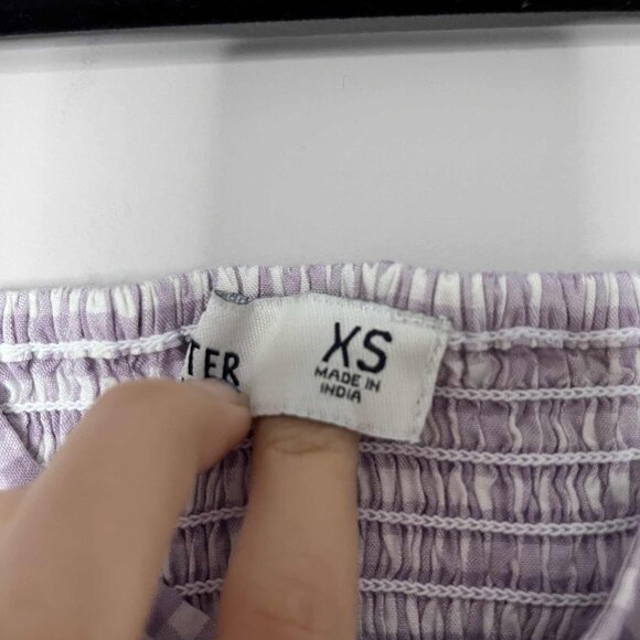 Women's Hollister Lavender Gingham Puffy Sleeve Size XS Crop Top - Picture 3 of 6